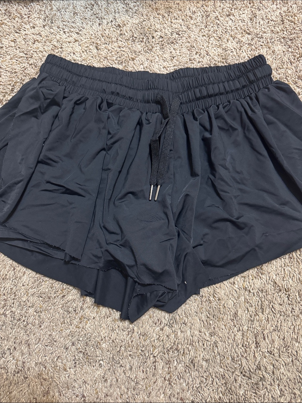 Women’s Black Athletic Drawstring Short with Elastic Waist